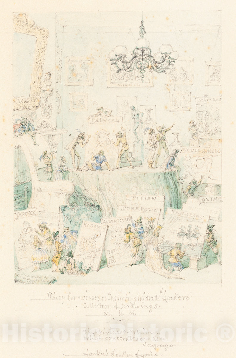 Art Print : George Cruikshank, Fairy Connoisseurs Inspecting Mr. Frederick Locker's Collection of Drawings, 1867 - Vintage Wall Art