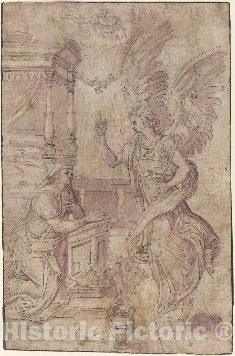 Art Print : Frans Floris I, The Annunciation - Vintage Wall Art