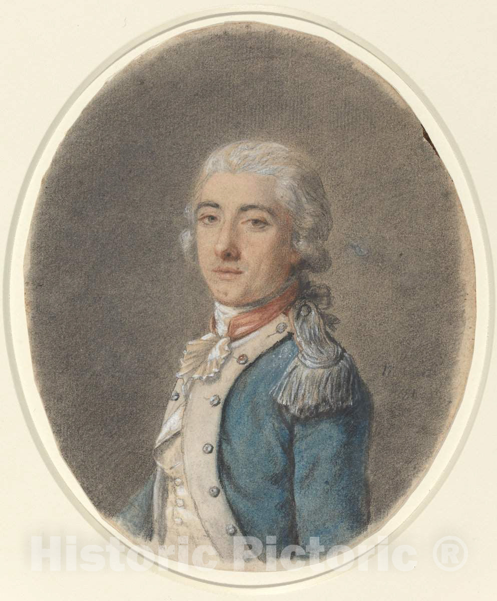 Art Print : Portrait of a Man in a Military Uniform, 18th Century - Vintage Wall Art