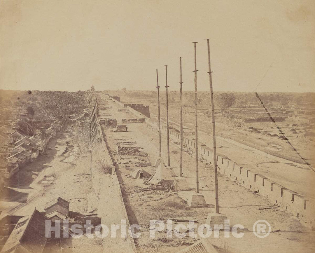 Art Print : Felice Beato, Top of The Wall from Anting Gate, Pekin, Taken Possession by English and French Troops, October 1860, 1860 - Vintage Wall Art