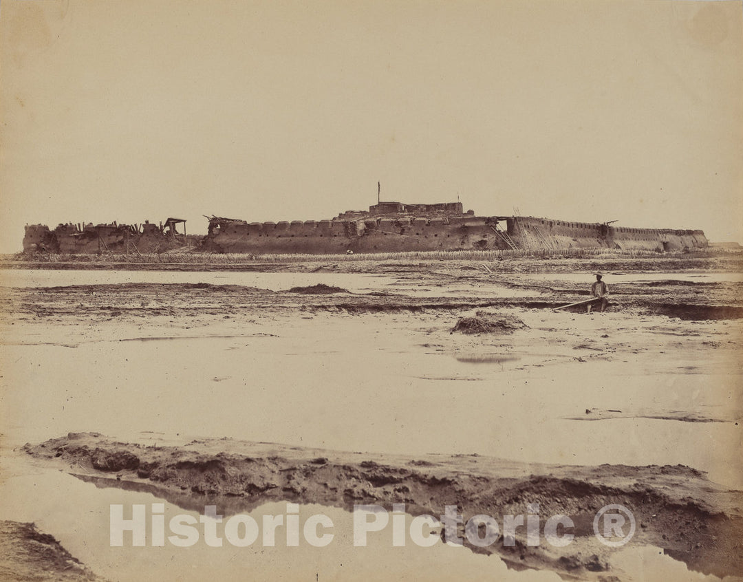 Art Print : Felice Beato, Exterior of North Taku Fort on Peiho River, Showing The English and French Entrance, August 21, 1860, 1860 - Vintage Wall Art