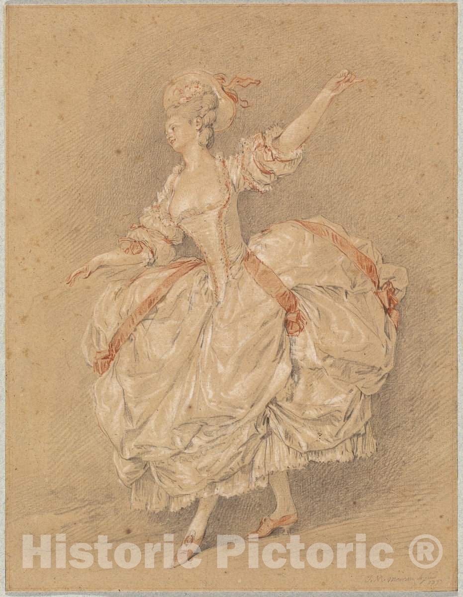 Art Print : Michel Moreau, A Dancer, 1777 - Vintage Wall Art