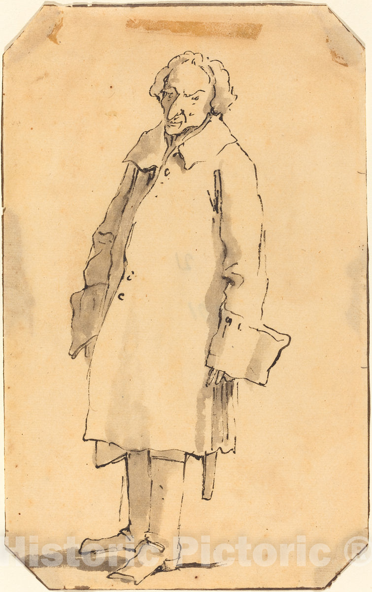 Art Print : Giovanni Battista Tiepolo, A Standing Man Wearing a Great Coat and Boots - Vintage Wall Art