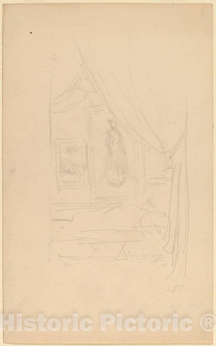 Art Print : James McNeill Whistler, Sketch of Mrs. Godwin's Portrait When Hung at The Society of British Artists, c.1887 - Vintage Wall Art