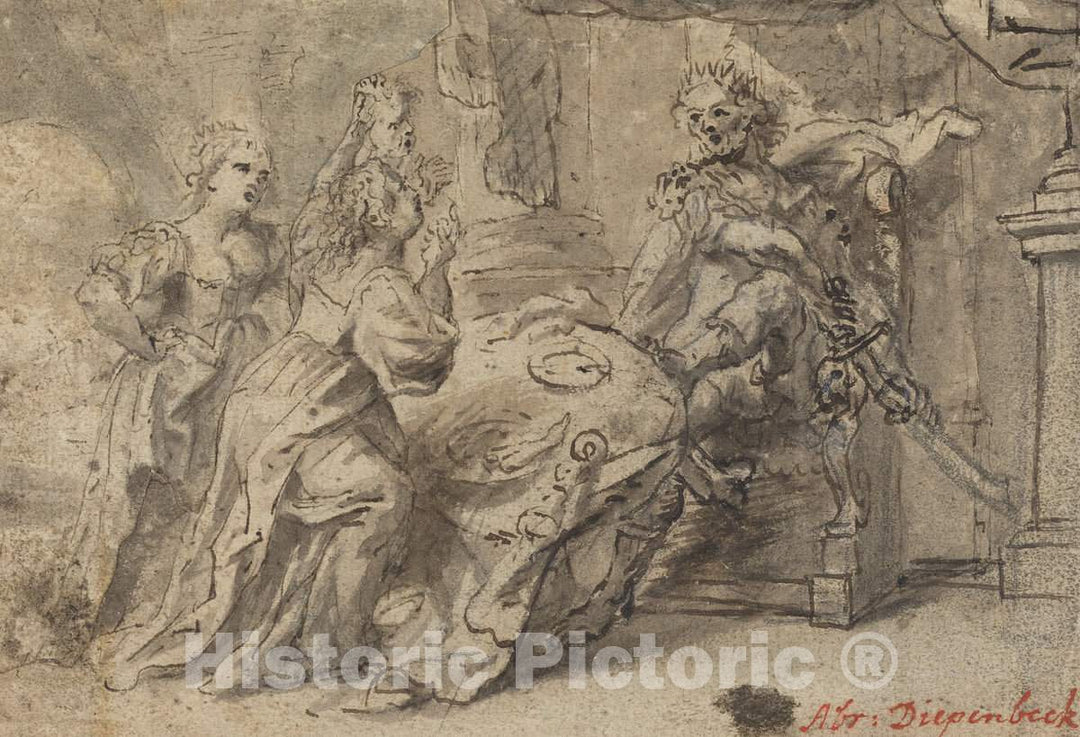 Art Print : Abraham Van Diepenbeeck, Philomela, Procne, and The Thracian King Tereus - Vintage Wall Art