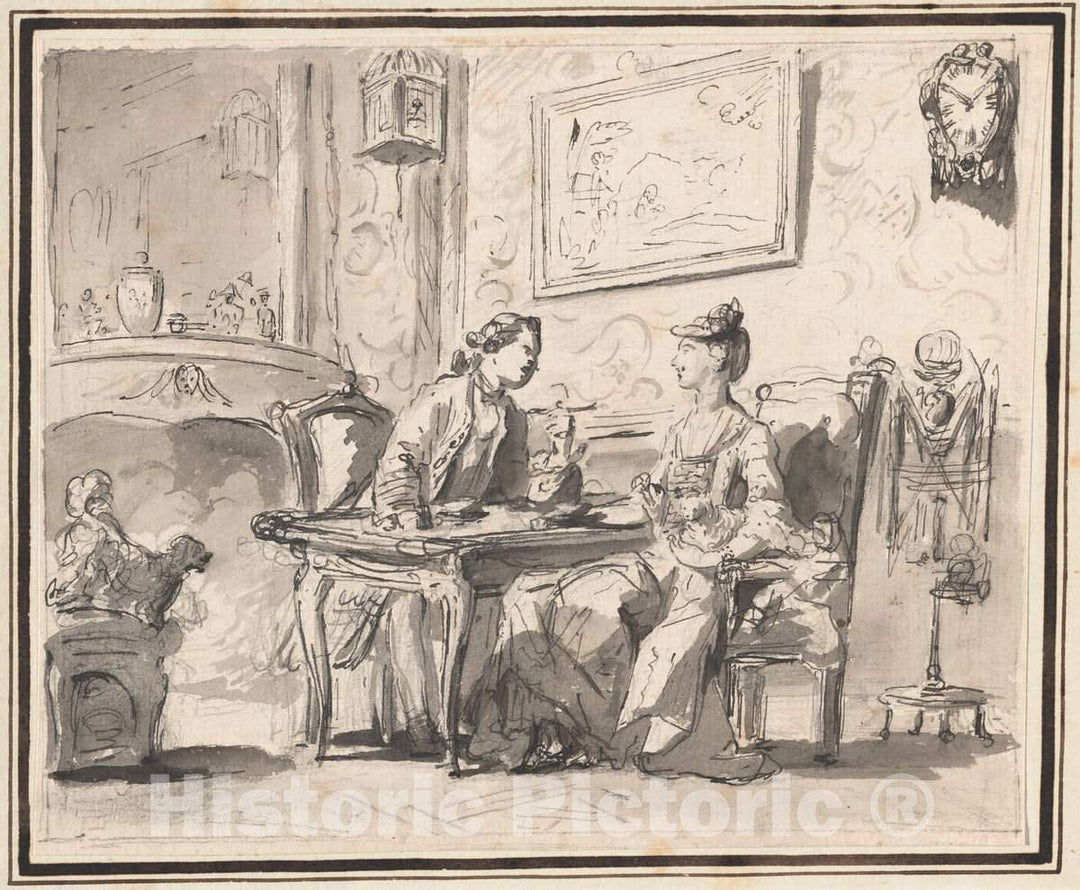 Art Print : Sigmund Freudenberger, Conversation Piece, 1770s - Vintage Wall Art