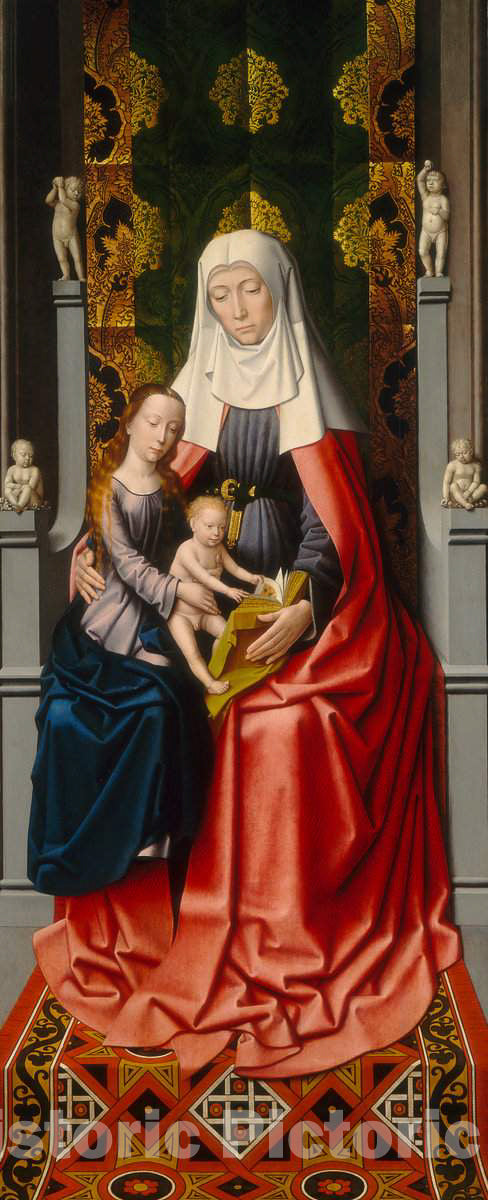 Art Print : Gerard David, The Saint Anne Altarpiece: Saint Anne with The Virgin and Child [Middle Panel], c.1510 - Vintage Wall Art