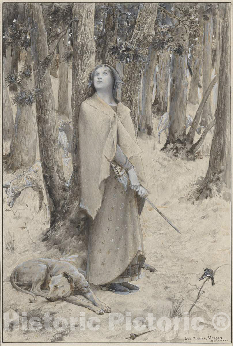 Art Print : Luc Olivier Merson, Joan of Arc Hearing The Voices, 1895 - Vintage Wall Art