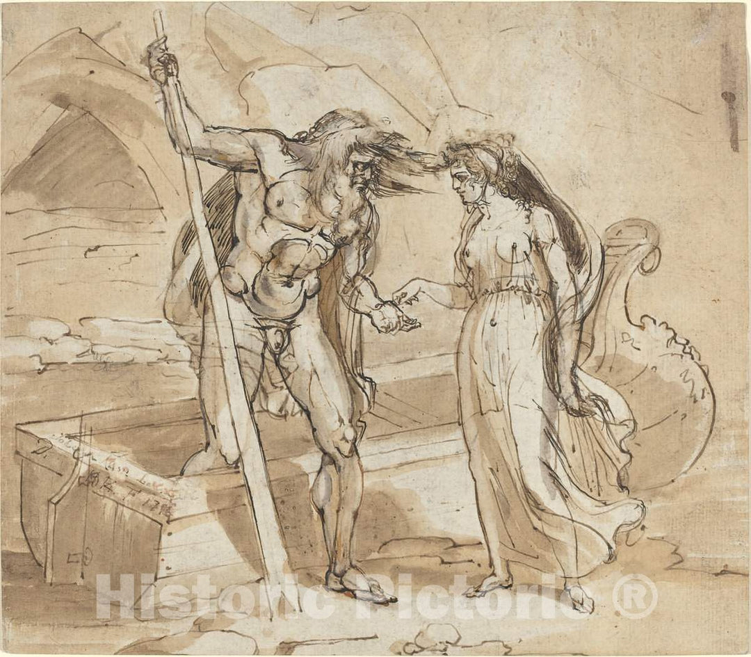 Art Print : Henry Tresham, Psyche Giving Her Coin to Charon, 1796 - Vintage Wall Art