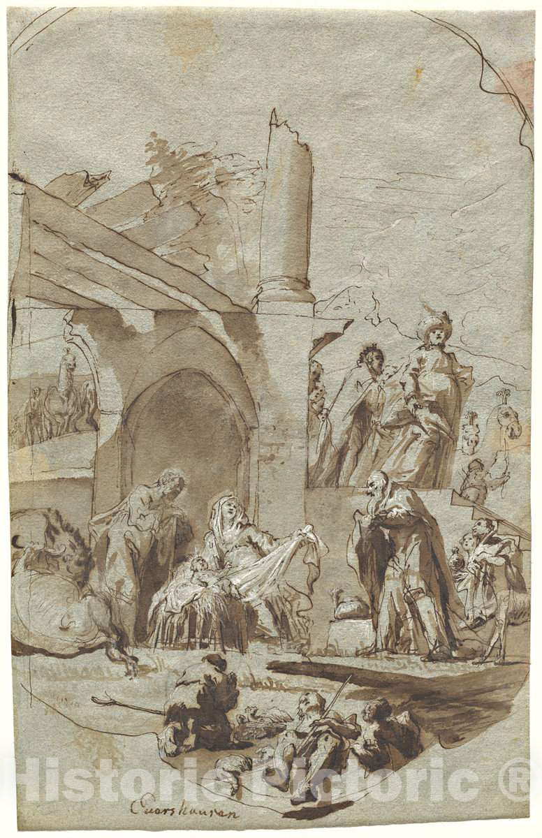 Art Print : Georg Anton Urlaub, The Adoration of The Magi, c.1753 - Vintage Wall Art