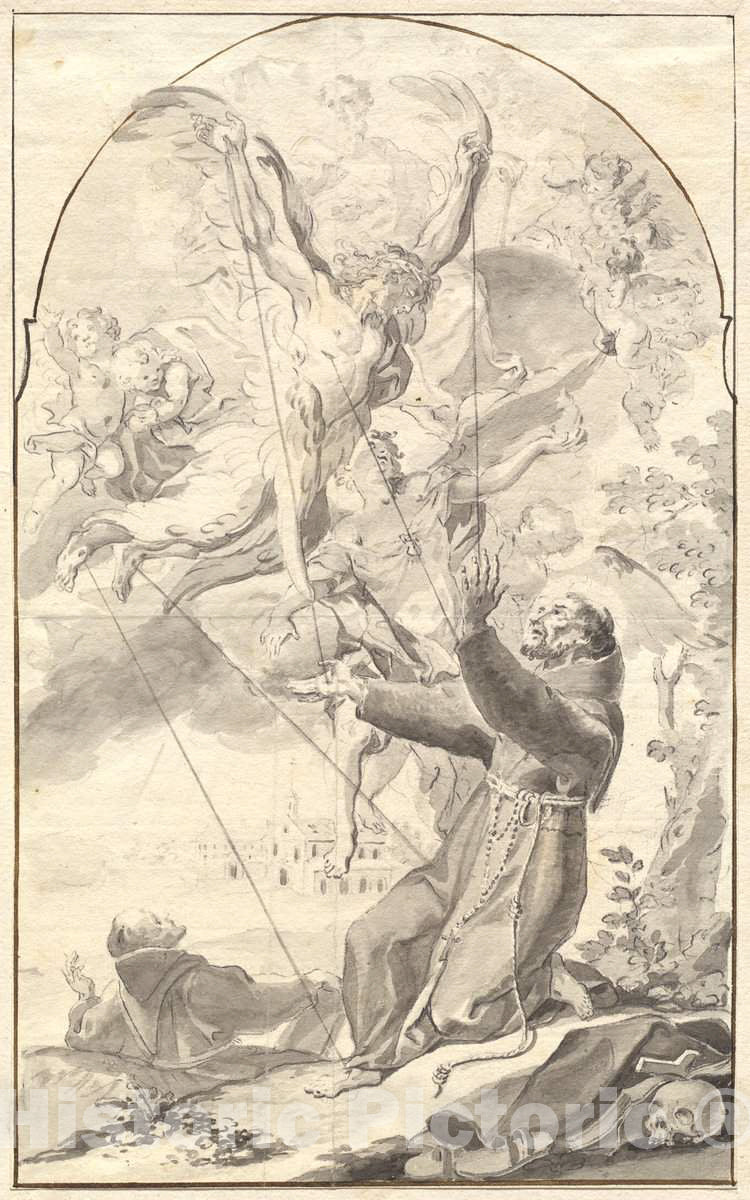 Art Print : Johan Baptist Enzensberger, The Stigmatization of Saint Francis, 1760s - Vintage Wall Art