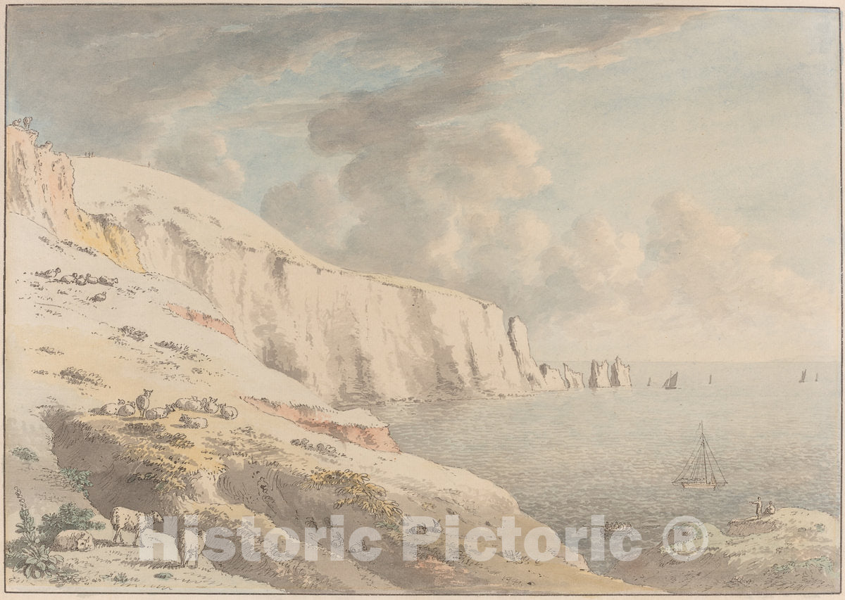 Art Print : Anthony Devis, View of The Needles, and White Cliffs Taken from Allum Bay - Vintage Wall Art