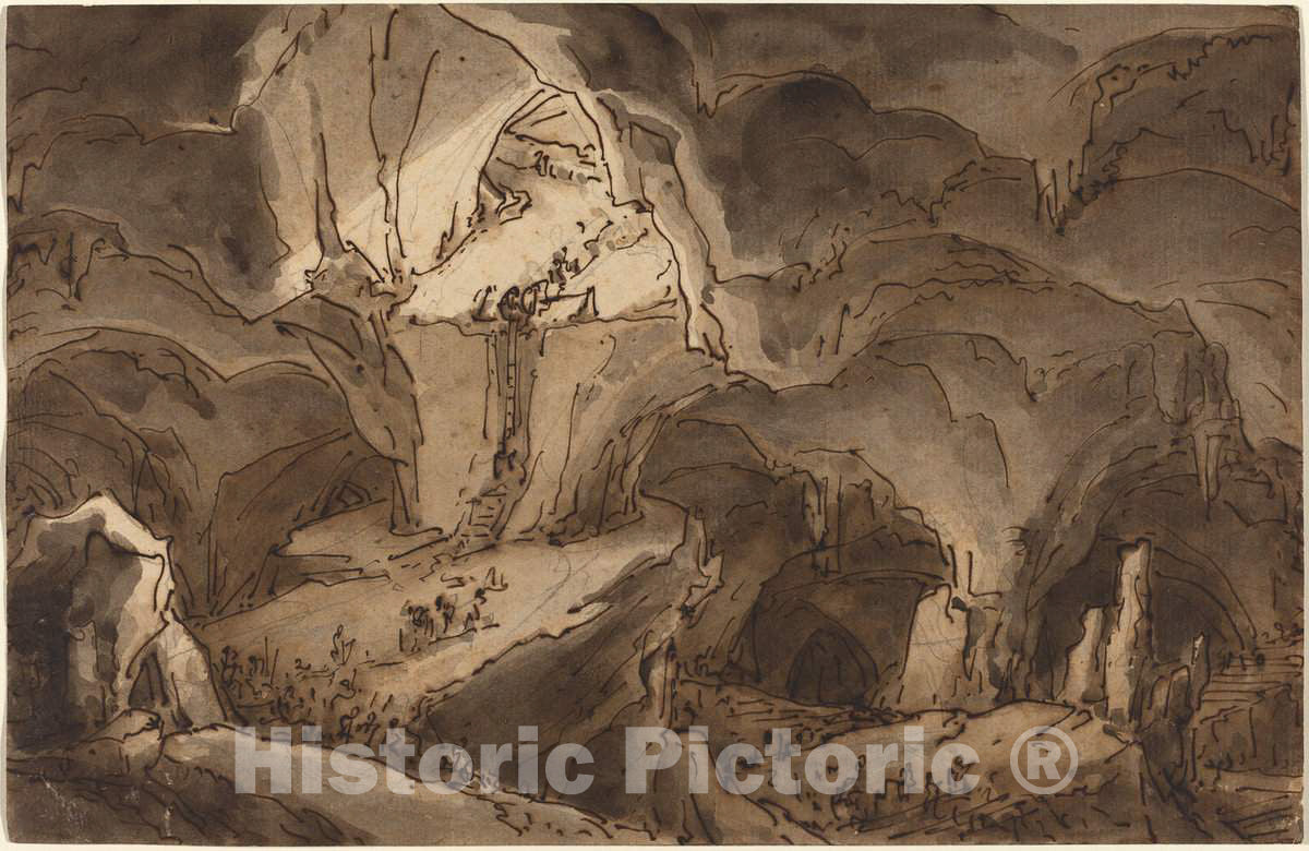 Art Print : Antonio Basoli, Entrance to The Bowels of The Earth, Before 1839 - Vintage Wall Art