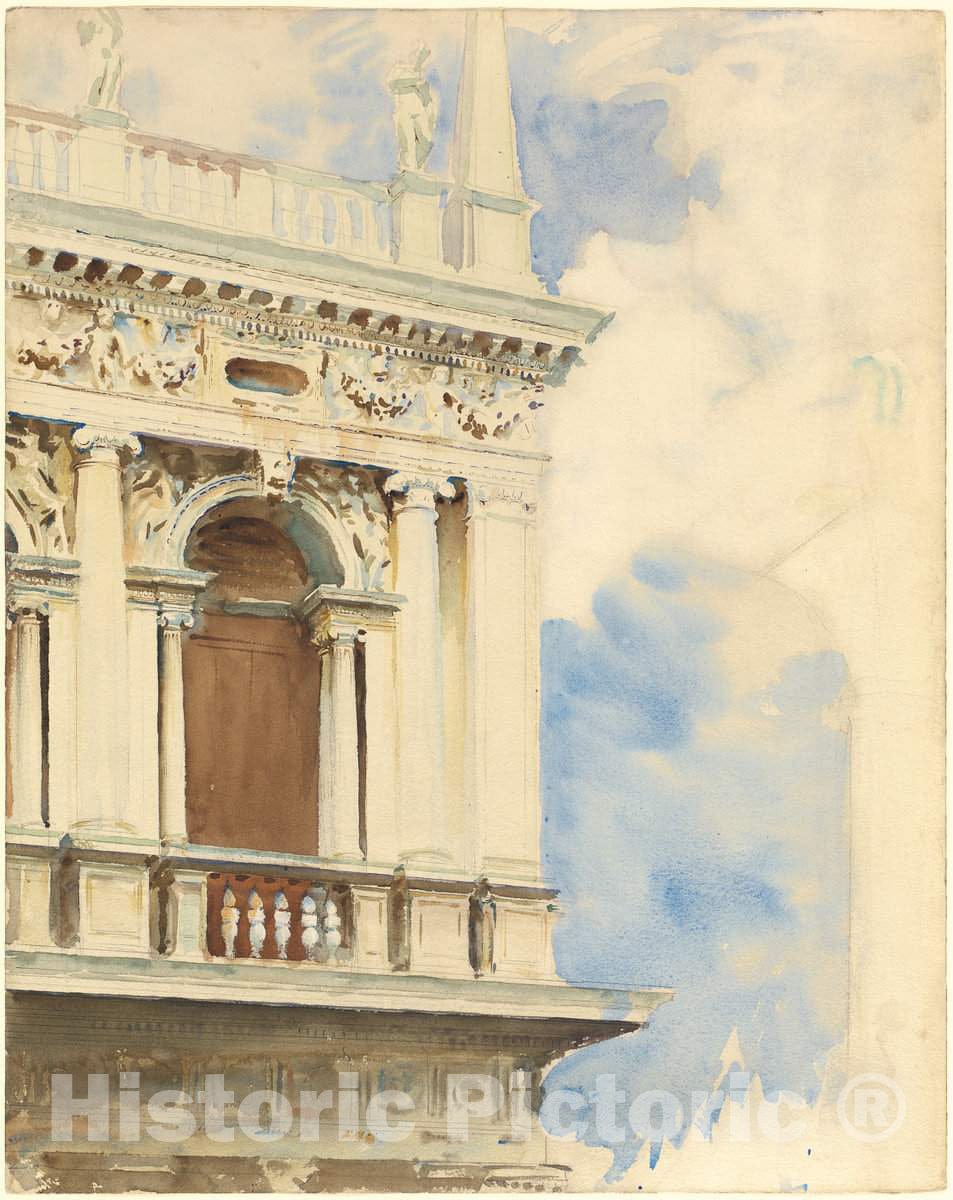 Art Print : John Singer Sargent, A Corner of The Library in Venice, c.1906 - Vintage Wall Art