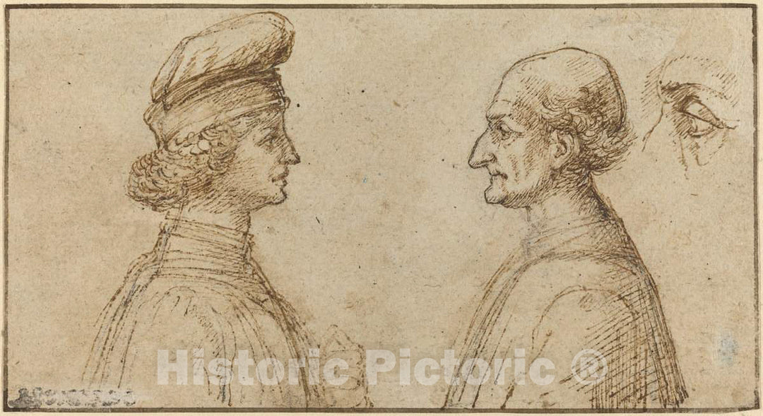 Art Print : Sperandio, Bust of Two Men [Recto] - Vintage Wall Art