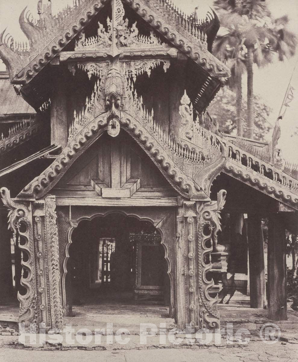 Art Print : Linnaeus Tripe, Pugahm Myo: Carved Doorway in Courtyard of Shwe Zeegong Pagoda, August 20-24 or October 23, 1855 - Vintage Wall Art