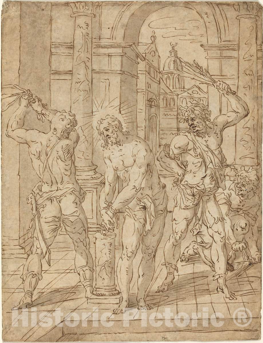 Art Print : Hendrik de Clerck, The Flagellation of Christ, c. 1620 - Vintage Wall Art