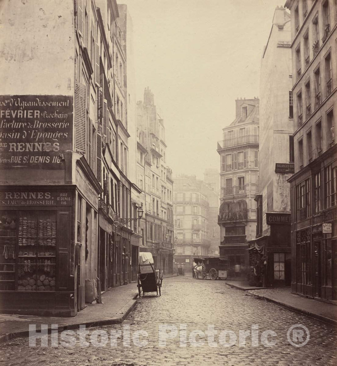 Art Print : Charles Marville, Rue des Lombards, from The rue des LavandiÃ¨res Sainte-Opportune, 1864 - Vintage Wall Art