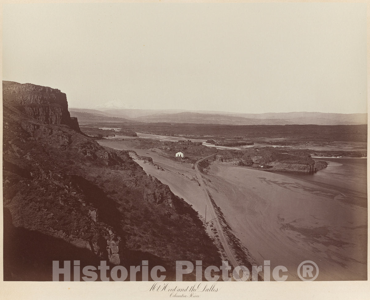 Art Print : Carleton E. Watkins, Mt. Hood and The Dalles, Columbia River, 1867 - Vintage Wall Art