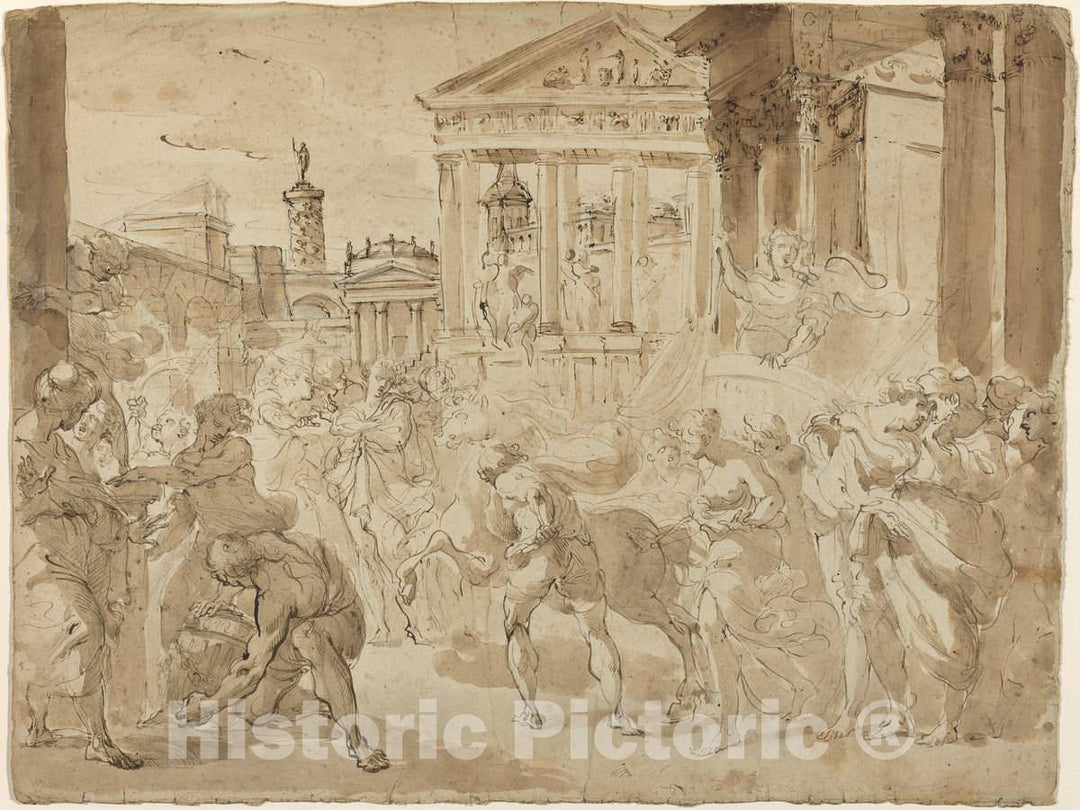 Art Print : Gaetano Gandolfi, A Triumphal Procession in Ancient Rome, c. 1780 - Vintage Wall Art