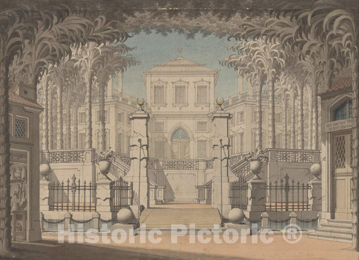 Art Print : Giuseppe Quaglio, A Turkish Palace (Probably for Mozart's Abduction from The Seraglio), 1790s - Vintage Wall Art