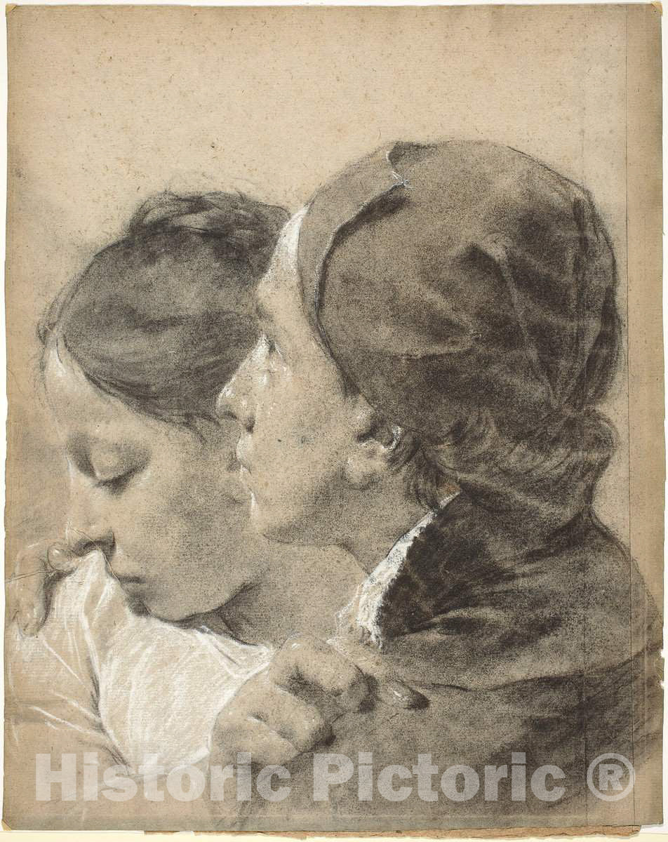 Art Print : Giovanni Battista Piazzetta, A Young Man Embracing a Girl, c. 1743 - Vintage Wall Art