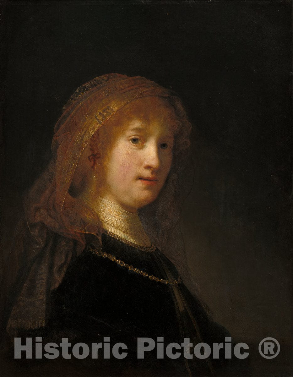 Art Print : Rembrandt, Saskia Van Uylenburgh, The Wife of The Artist, c.1637 - Vintage Wall Art