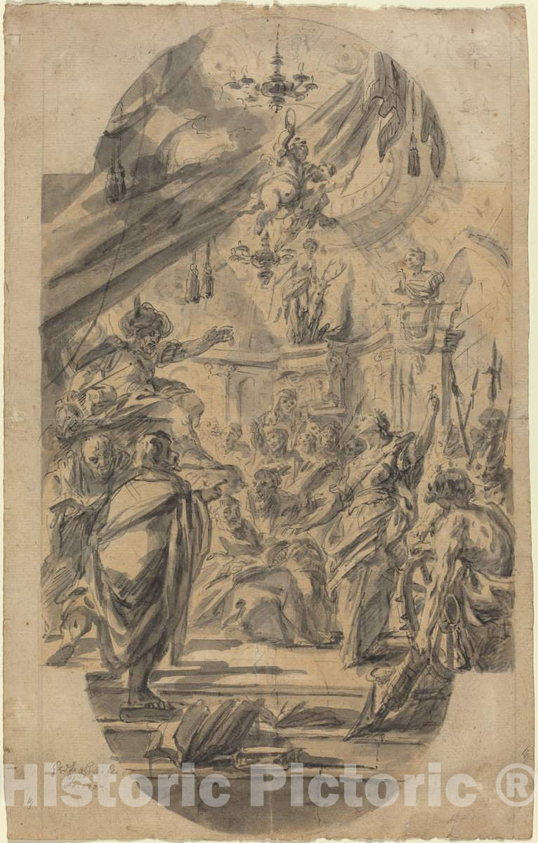 Art Print : Georg Wilhelm Neunhertz, The Disputation of Saint Catherine of Alexandria, 1727 - Vintage Wall Art