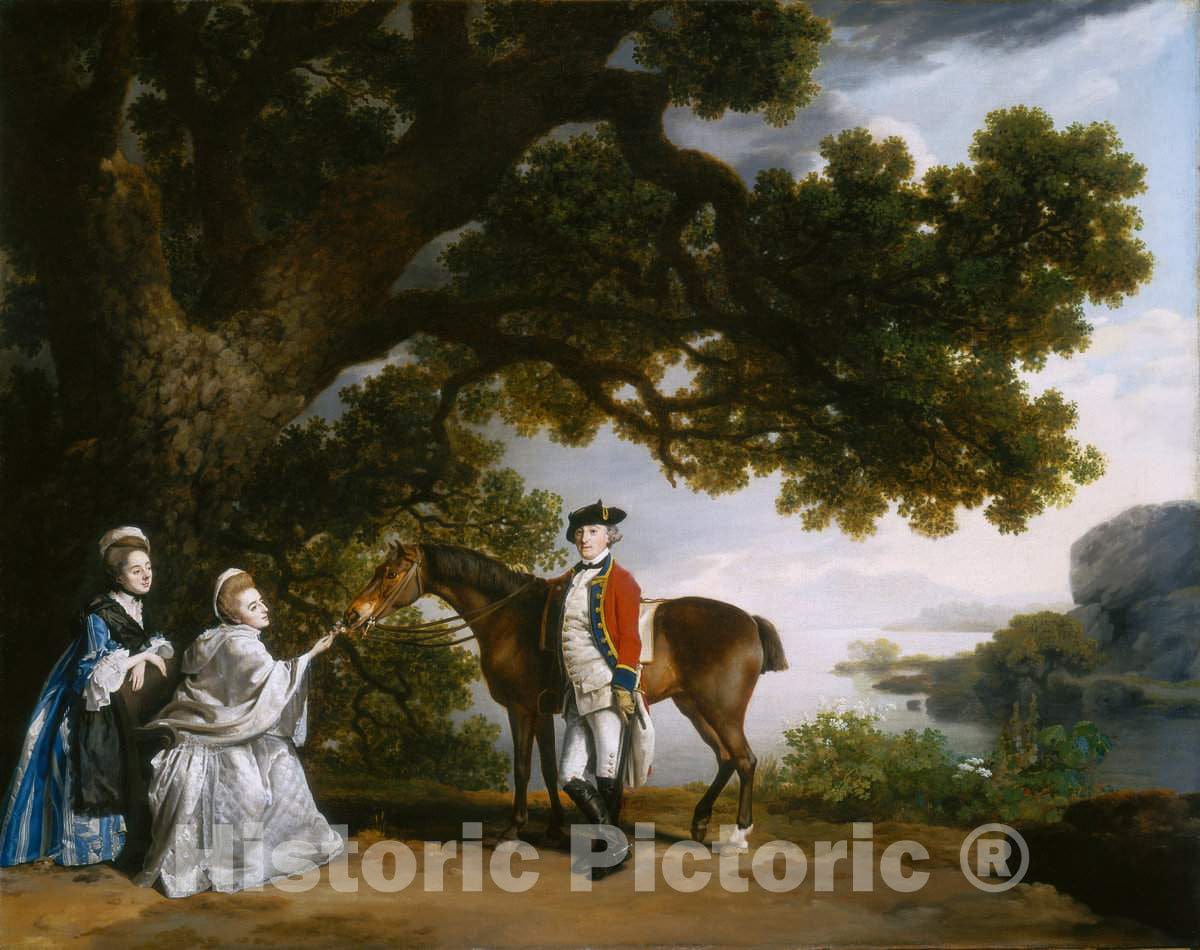 Art Print : George Stubbs, Captain Samuel Sharpe Pocklington with His Wife, Pleasance, and Possibly His Sister, Frances, 1769 - Vintage Wall Art