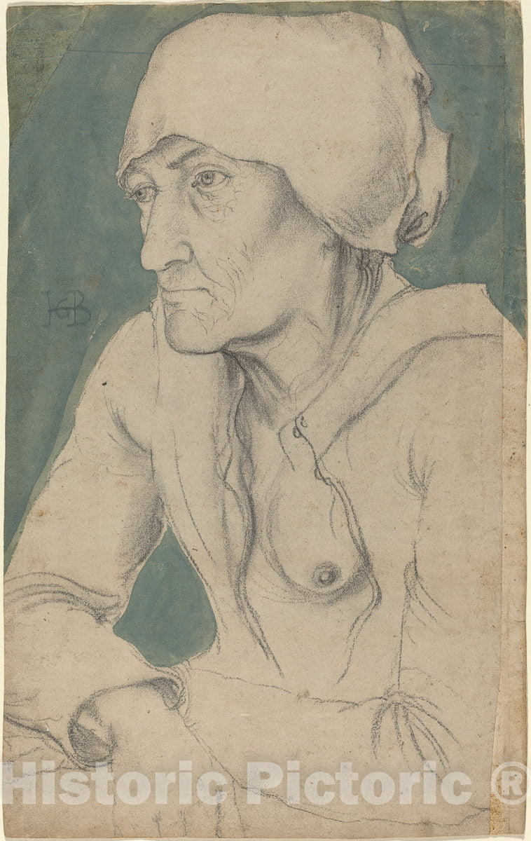 Art Print : Hans Baldung Grien, Half-Figure of an Old Woman with a Cap, c. 1535 - Vintage Wall Art