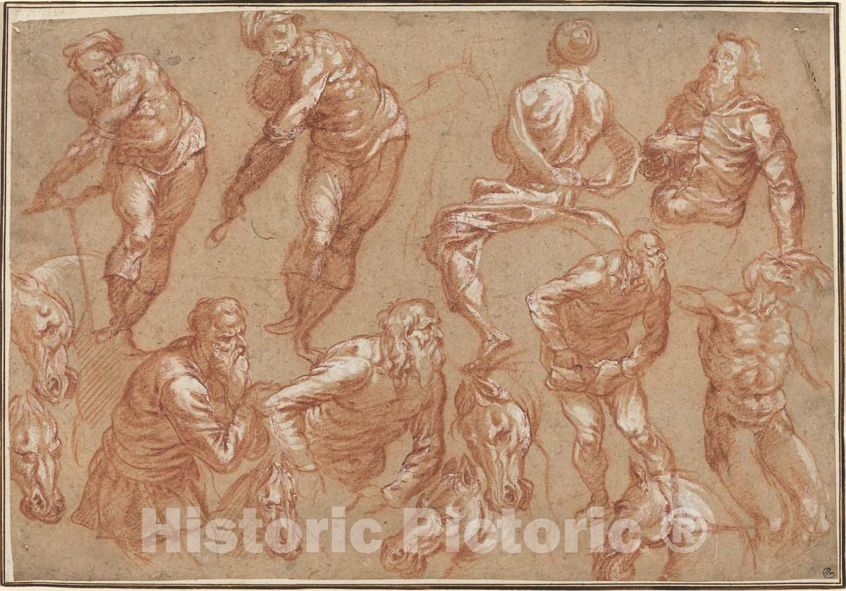 Art Print : Spranger After Tintoretto, Figure Studies, c.1570 - Vintage Wall Art