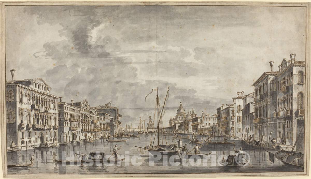 Art Print : Francesco Tironi, The Grand Canal Looking Toward The Salute and The Dogana, 1770s - Vintage Wall Art