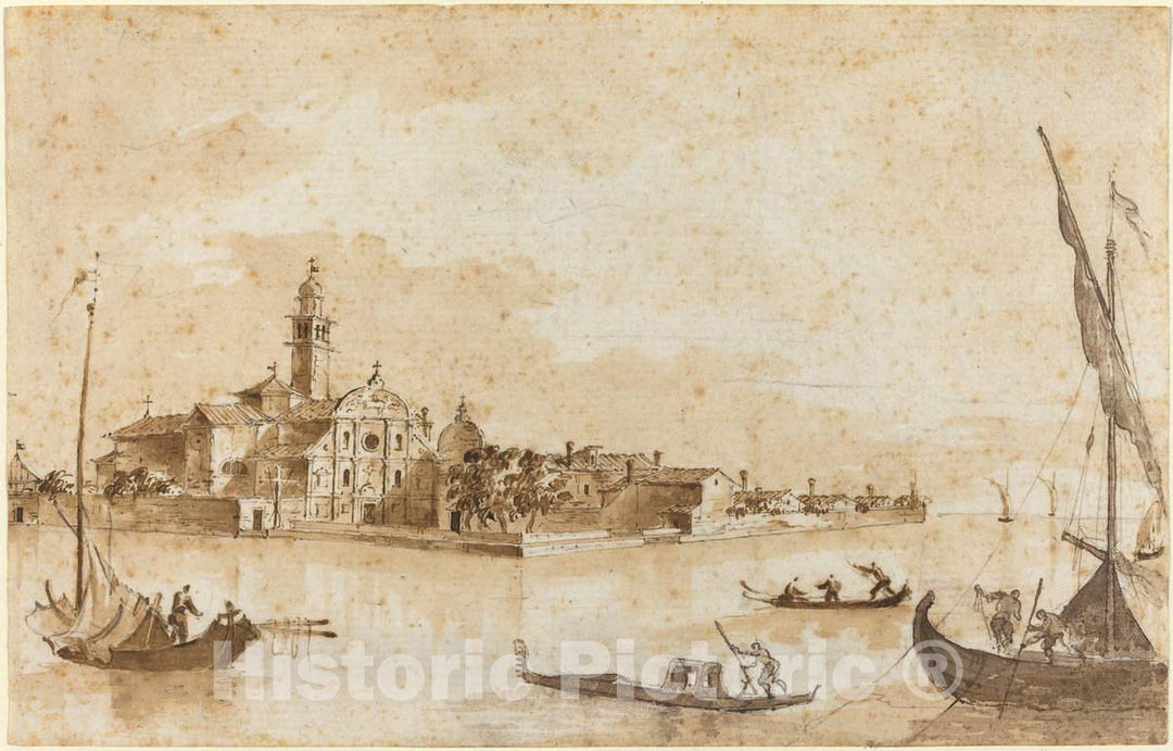 Art Print : Guardi and Guardi, The Island of San Clemente - Vintage Wall Art