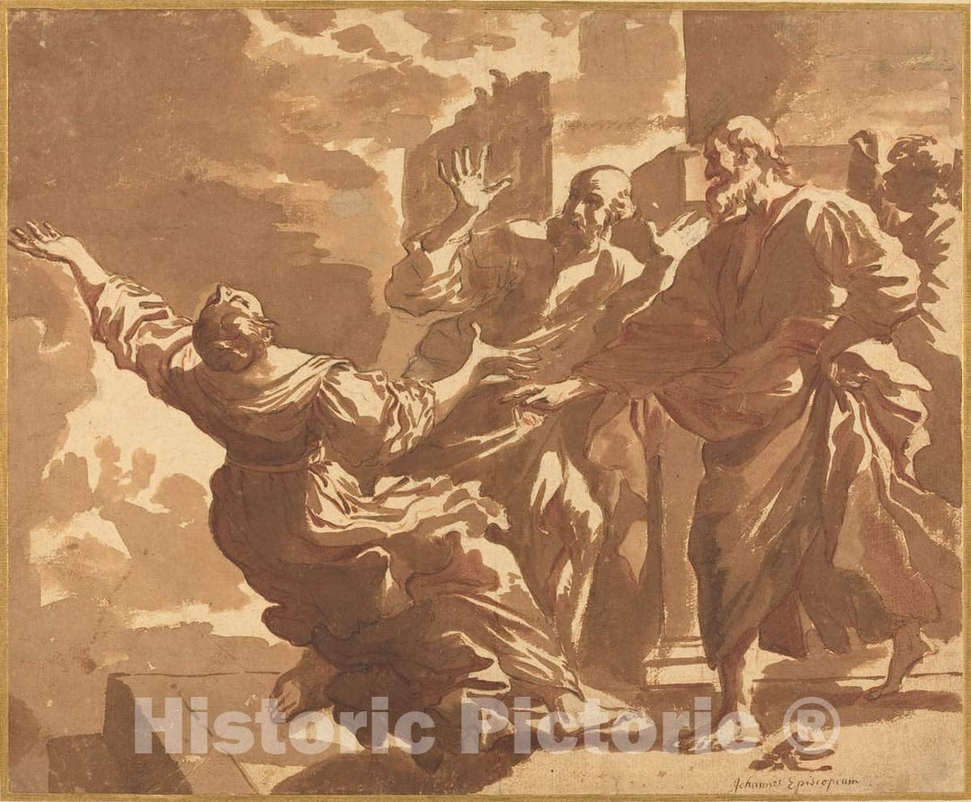 Art Print : Bisschop, After Guercino, The Death of Sapphira - Vintage Wall Art