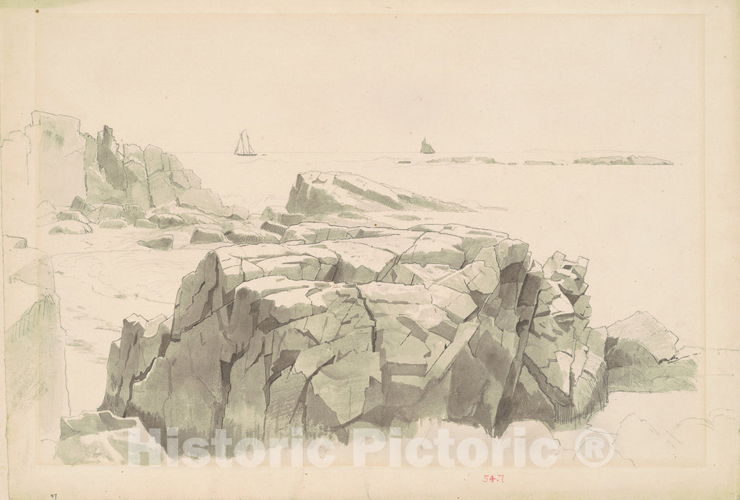 Art Print : Haseltine, Shag Rocks, Nahant, Massachusetts, 1860-1865 - Vintage Wall Art