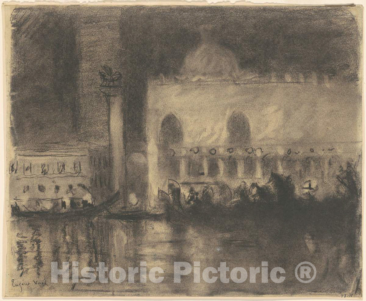 Art Print : EugÃ¨ne Vail, Memory of Venice: The Palazzo Ducale and The Piazzetta, c. 1900-1920 - Vintage Wall Art