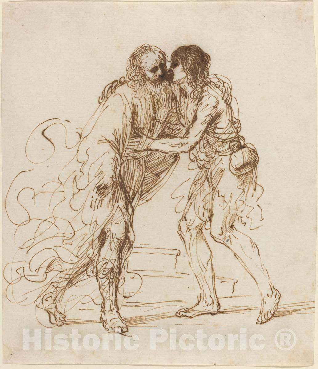 Art Print : Giovanni Francesco Barbieri, The Return of The Prodigal Son, c. 1640 - Vintage Wall Art