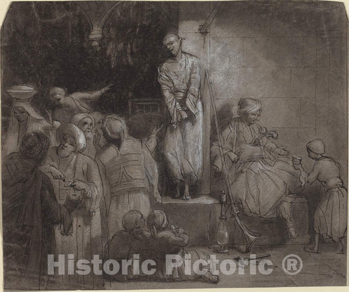 Art Print : Alexandre-Gabriel Decamps, The Slave Market [Recto] - Vintage Wall Art