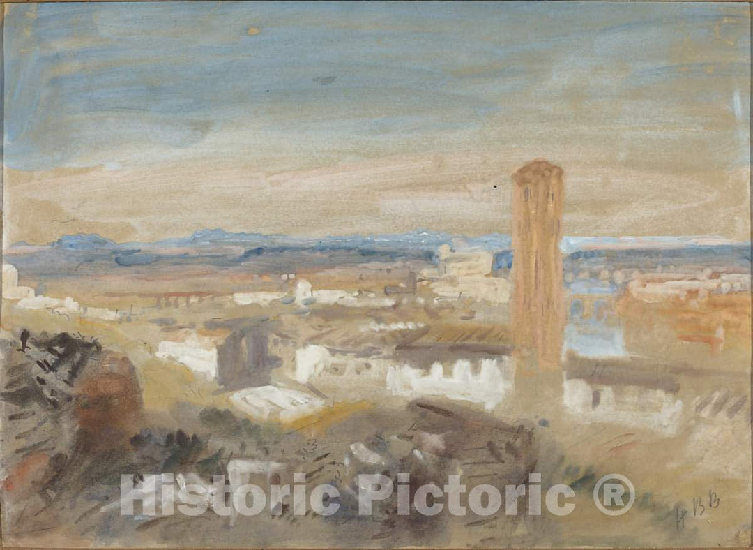 Art Print : Hercules Brabazon Brabazon, A Campanile Among Ruins - Vintage Wall Art