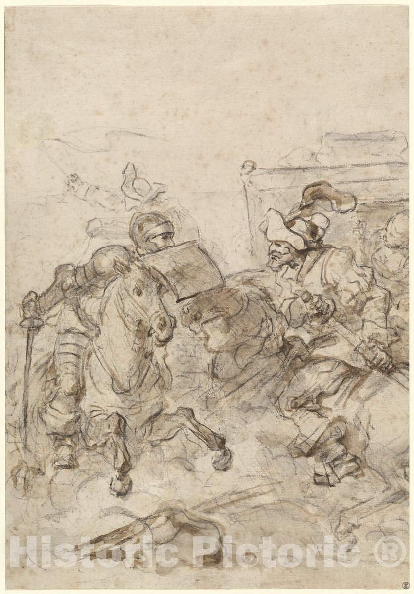 Art Print : HonorÃ© Fragonard, Don Quixote Attacking The Biscayan, 1780s - Vintage Wall Art