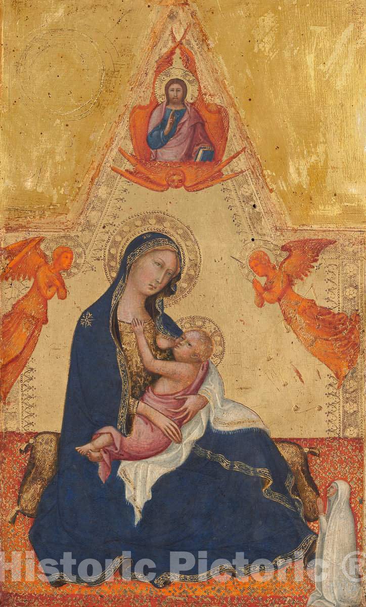 Art Print : Di Bartolo, Madonna of Humility, The Blessing Christ, Two Angels, and a Donor [obverse], c.1385 - Vintage Wall Art