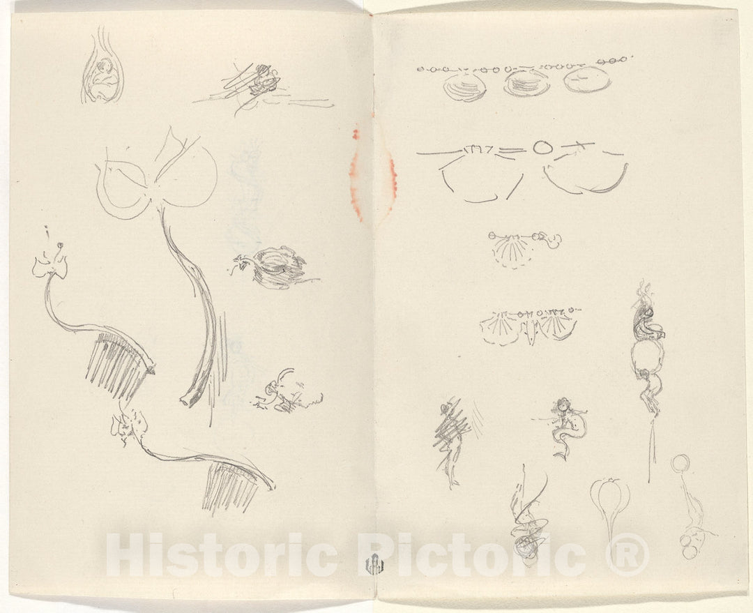 Art Print : Beatrice Godwin Whistler, Studies for Jewelry Designs [Verso], Late 19th Century - Vintage Wall Art