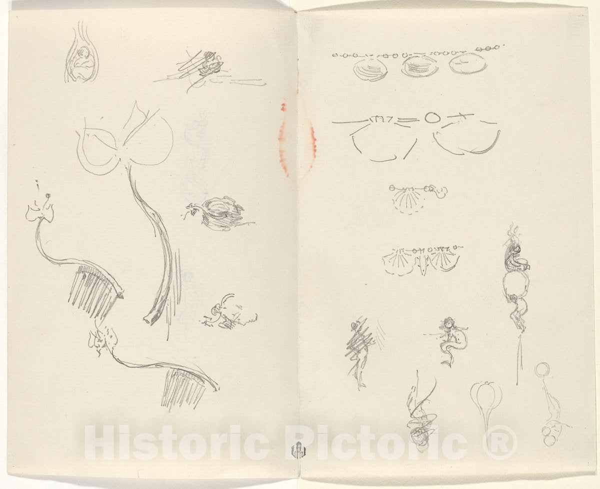 Art Print : Beatrice Godwin Whistler, Studies for Jewelry Designs [Verso], Late 19th Century - Vintage Wall Art