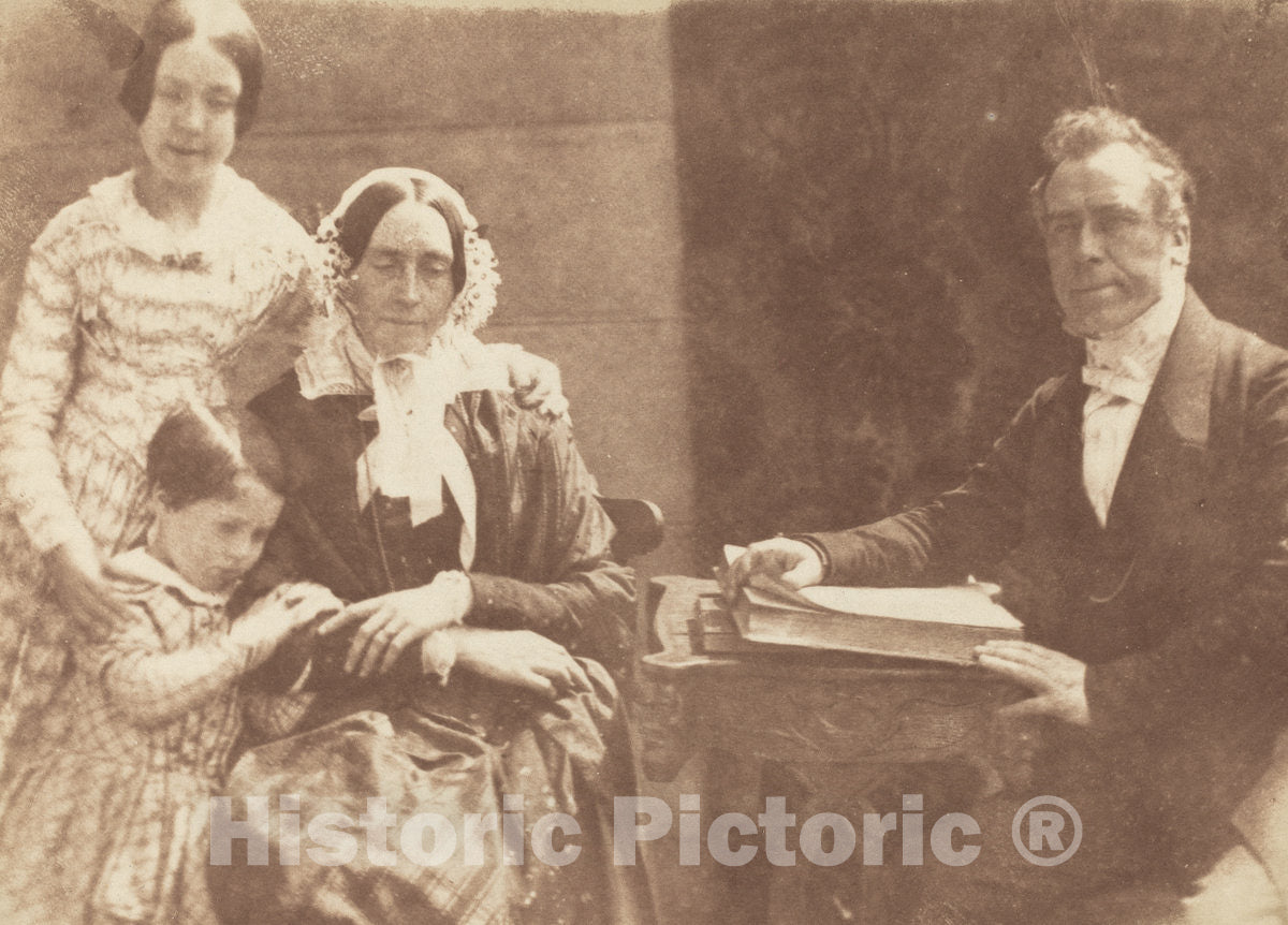 Art Print : Octavius Hill and Adamson, Rev Ebenezer Miller and Family, 1843-1847 - Vintage Wall Art