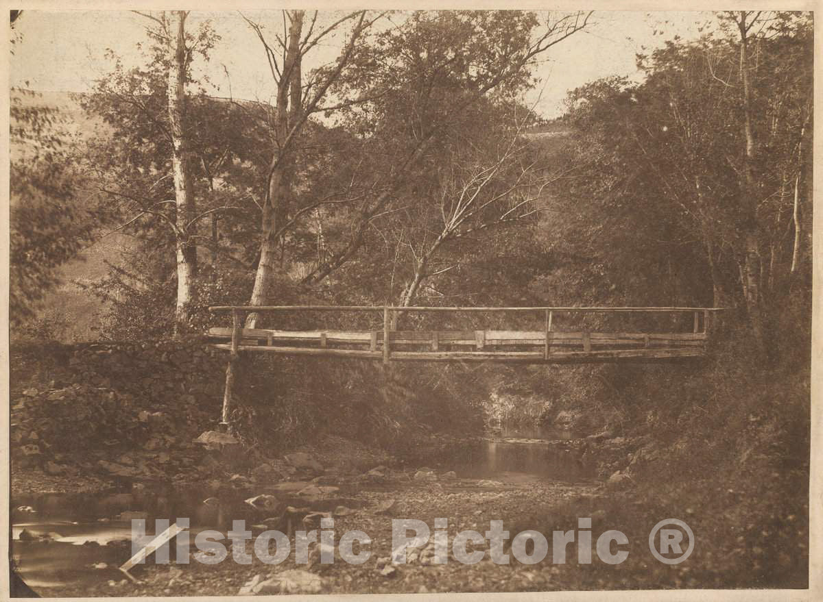 Art Print : Landscape with Trees and Bridge, c. 1850 - Vintage Wall Art