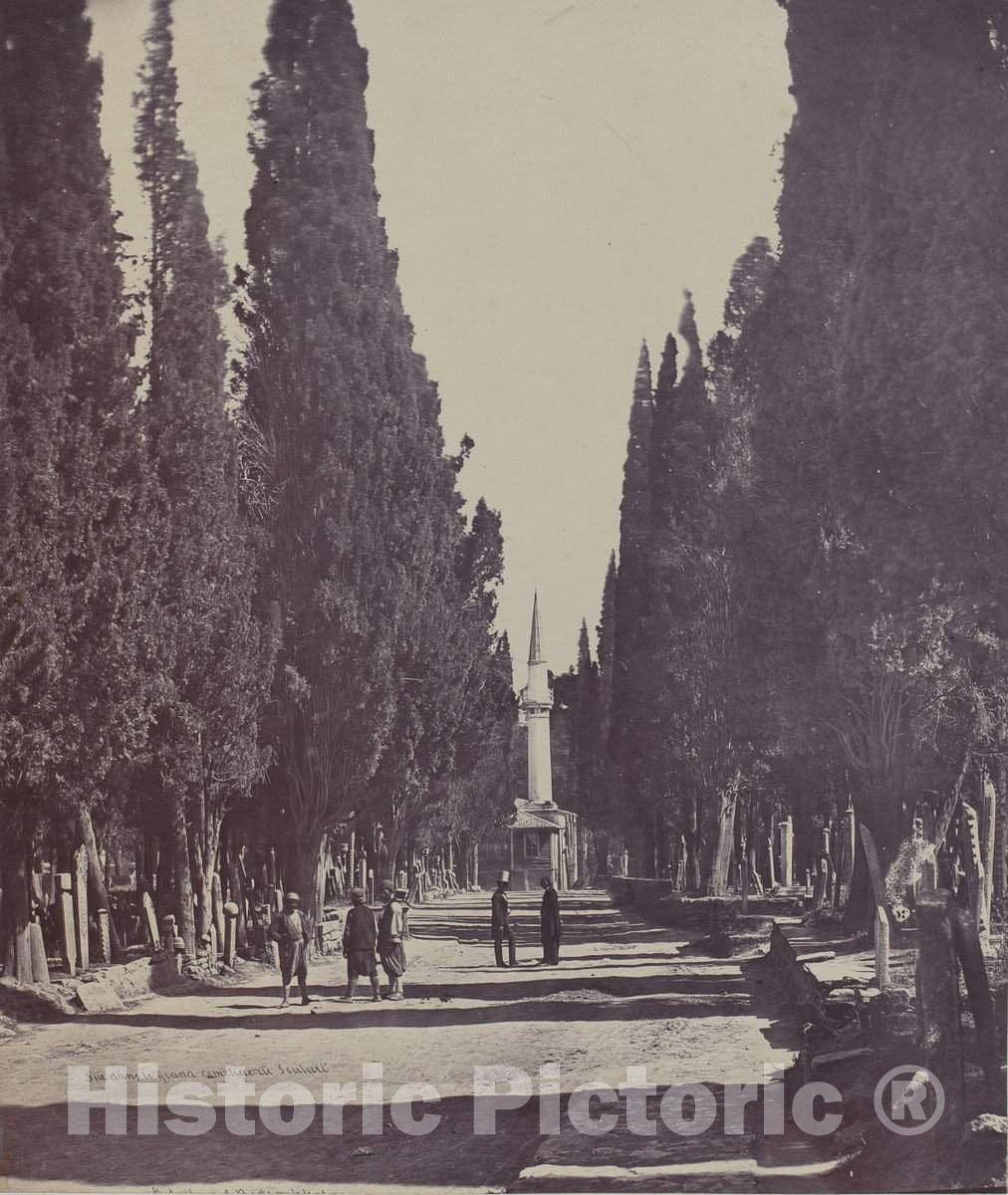 Art Print : James Robertson, Vue Dans le Grand CimetiÃ¨re de Scutari (Scene in The Large Cemetery of Scutari), 1857 - Vintage Wall Art