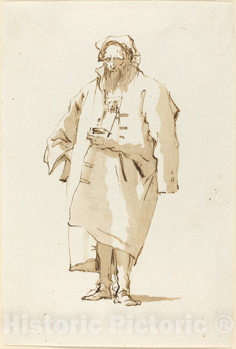 Art Print : Giovanni Battista Tiepolo, A Standing Oriental Wearing a Greatcoat, c.1758 - Vintage Wall Art