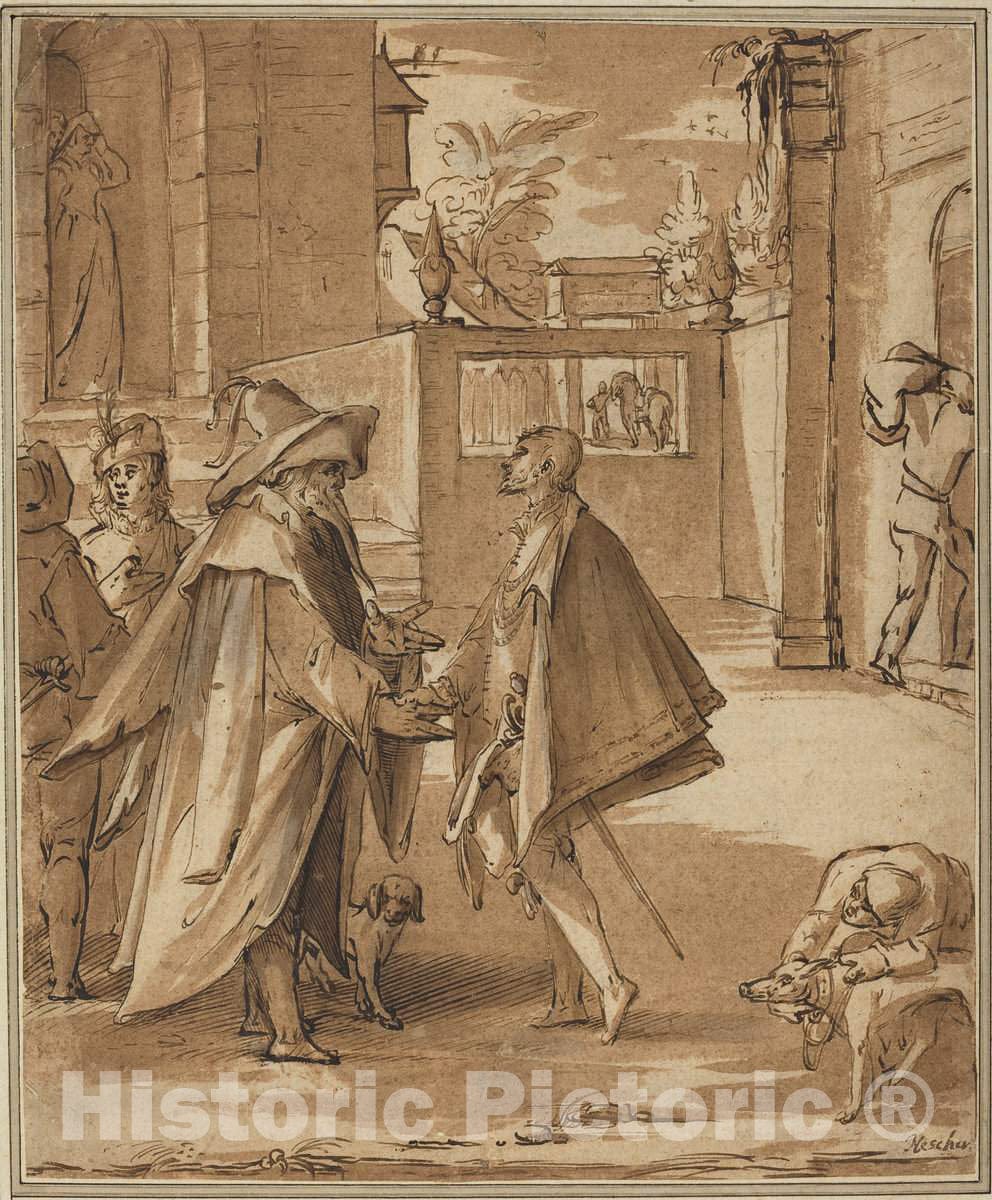 Art Print : Karel Van Mander I, The Departure of The Prodigal Son - Vintage Wall Art