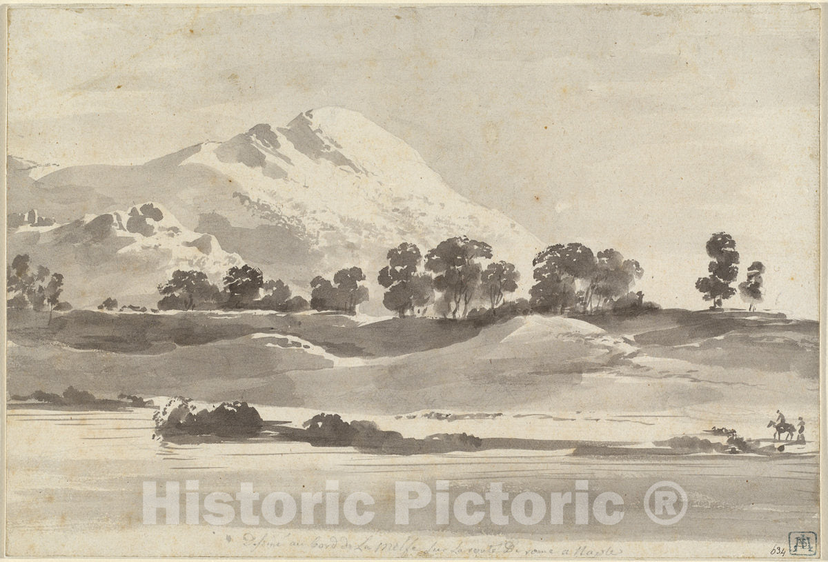 Art Print : Jacques de Boissieu, Mount Cairo from Across The Melfa River, c.1766 - Vintage Wall Art