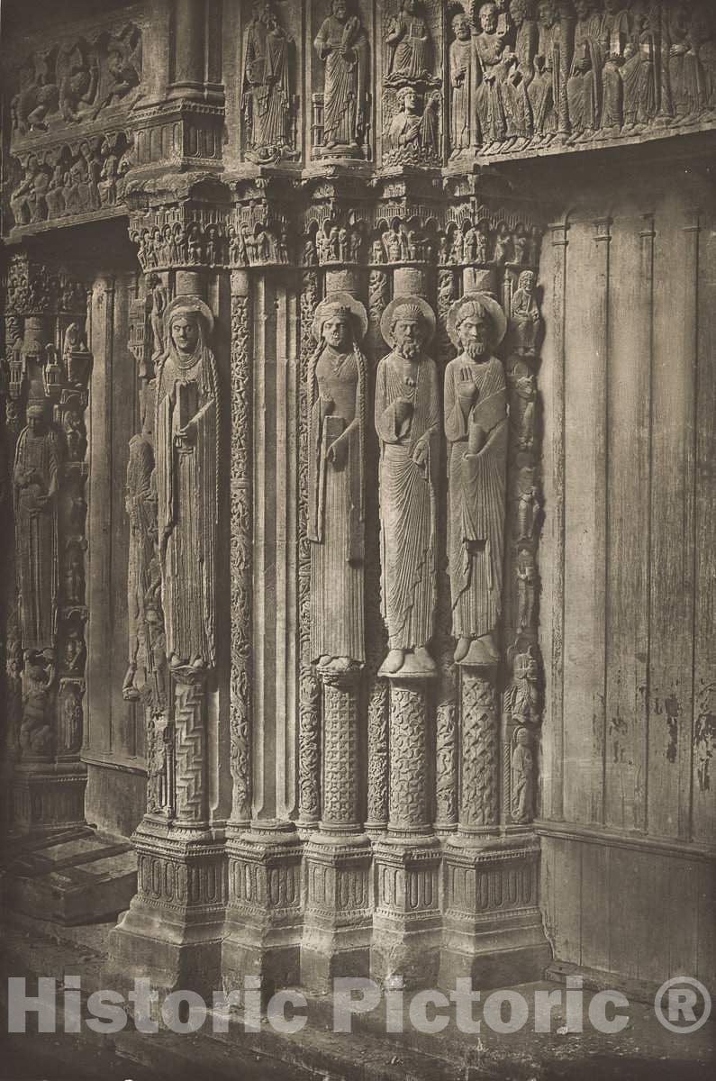 Art Print : Charles NÃ¨gre, Chartres Cathedral. Right Door of The Royal Portal, West Side, XII Century, Before July 1857 - Vintage Wall Art